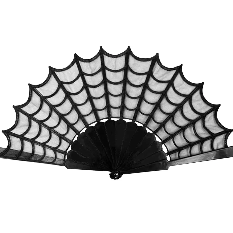 NEU Fächer Spinnweben-Style, schwarz