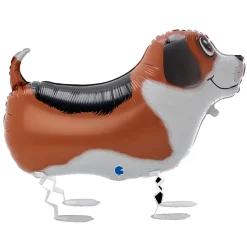 NEU Folienballon Airwalker Bobby der Hund, braun-weiß, 53x39cm