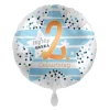 NEU Folienballon Blue Stars - Hip Hip Hurra 2. Geburtstag - ca. 45cm Durchmesser