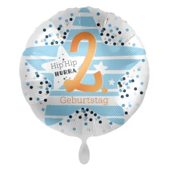 NEU Folienballon Blue Stars - Hip Hip Hurra 2. Geburtstag - ca. 45cm Durchmesser
