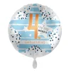 NEU Folienballon Blue Stars - Hip Hip Hurra 4. Geburtstag - ca. 45cm Durchmesser