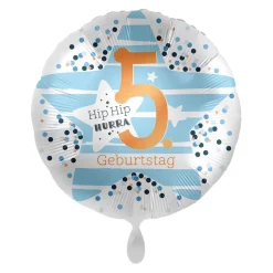 NEU Folienballon Blue Stars - Hip Hip Hurra 5. Geburtstag - ca. 45cm Durchmesser