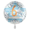 NEU Folienballon Blue Stars - Hip Hip Hurra 6. Geburtstag - ca. 45cm Durchmesser