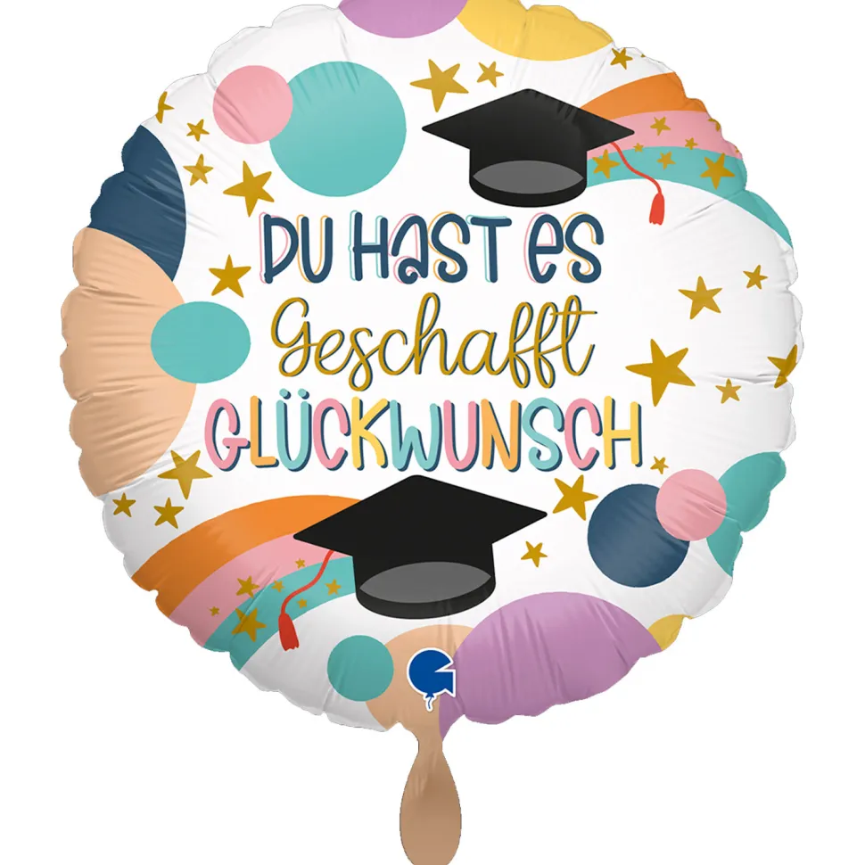 NEU Folienballon Du hast es geschafft, Glückwunsch, bunt, 35cm