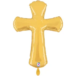 NEU Folienballon Goldenes Kreuz, 74x100cm