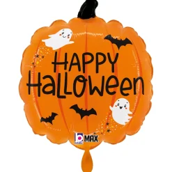 NEU Folienballon Halloween Happy Kürbis, orange, 34x39cm