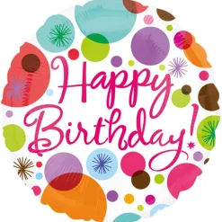 NEU Folienballon Happy Birthday Polka Dots, ca. 43 cm
