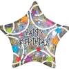 NEU Folienballon Happy Birthday Konfetti Stern, ca. 46 cm