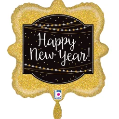 NEU Folienballon Happy New Year Glitter, gold, 35x35cm