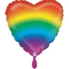 NEU Folienballon Herz Regenbogen, Rainbow Heart Glitter, bunt, 36x36cm
