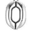 NEU Folienballon Medium Zahl 0, silber, ca. 66cm hoch