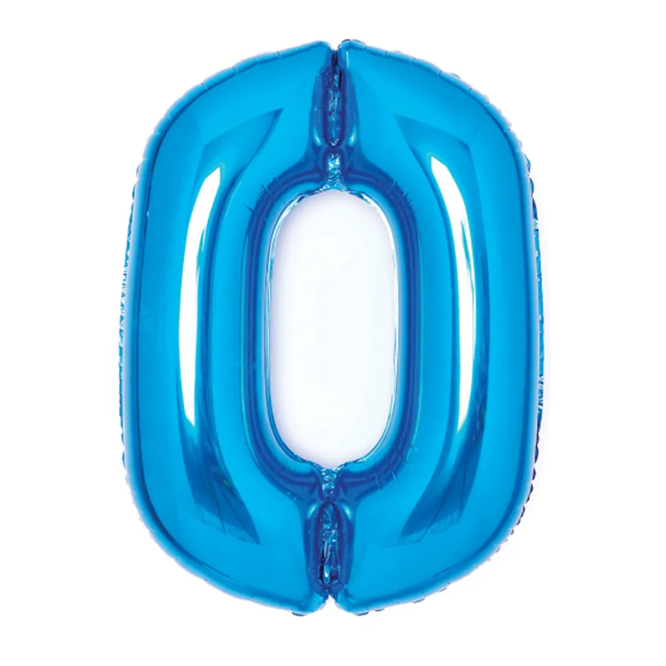 NEU Folienballon Medium Zahl 0, blau, ca. 66cm hoch