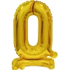 NEU Folienballon Mini Zahl 0 mit Standfuß Gold, ca. 38 cm