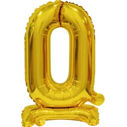NEU Folienballon Mini Zahl 0 mit Standfuß Gold, ca. 38 cm