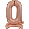 NEU Folienballon Mini Zahl 0 mit Standfuß Roségold, ca. 38 cm