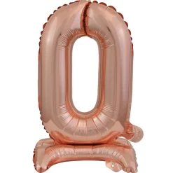 NEU Folienballon Mini Zahl 0 mit Standfuß Roségold, ca. 38 cm