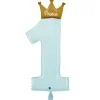 NEU Folienballon My first Birthday Prinz, Zahl 1 mit Krone, blau, 42x102cm
