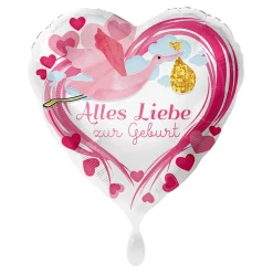 NEU Folienballon Pink - Alles Liebe zur Geburt - ca. 45cm Durchmesser