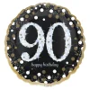NEU Folienballon Sparkling Birthday 90th, schwarz, ca. 45cm