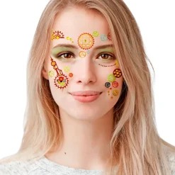 NEU Gesichts-Tattoos / Aufkleber Steampunk Zahnräder, glitzernd, selbstklebend