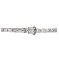 NEU Gürtel Glitter, mit Strassstein-Schnalle, silber