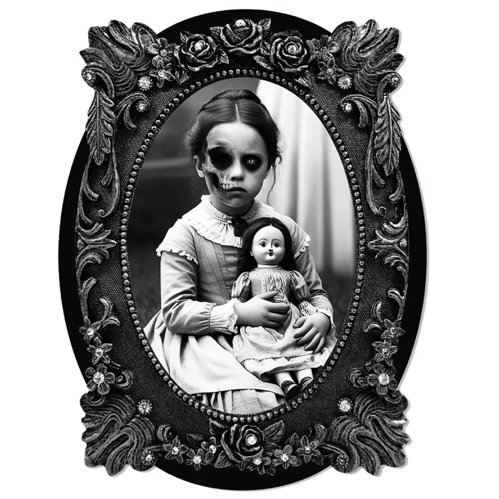 NEU Gruseliger Aufkleber mit Horror-Mädchen im Vintage-Stil, ca. 30x23cm