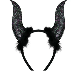 NEU Haarreif Glitter-Teufelshörner, schwarz