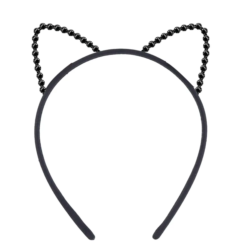 NEU Haarreif Katzenohren, schwarz, Metalloptik