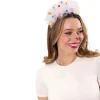 NEU Haarreif Pompon, weißer Tüll mit kleinen bunten Pompons