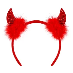 NEU Haarreif Teufelshörner mit Pailletten, rot