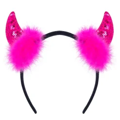 NEU Haarreif Teufelshörner mit Pailletten, pink