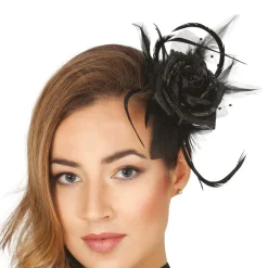 NEU Haarschmuck schwarze Rose mit Clip
