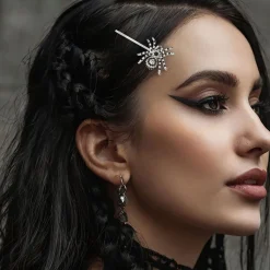 NEU Haarspange mit silbernen Spinnen, 2 Stück