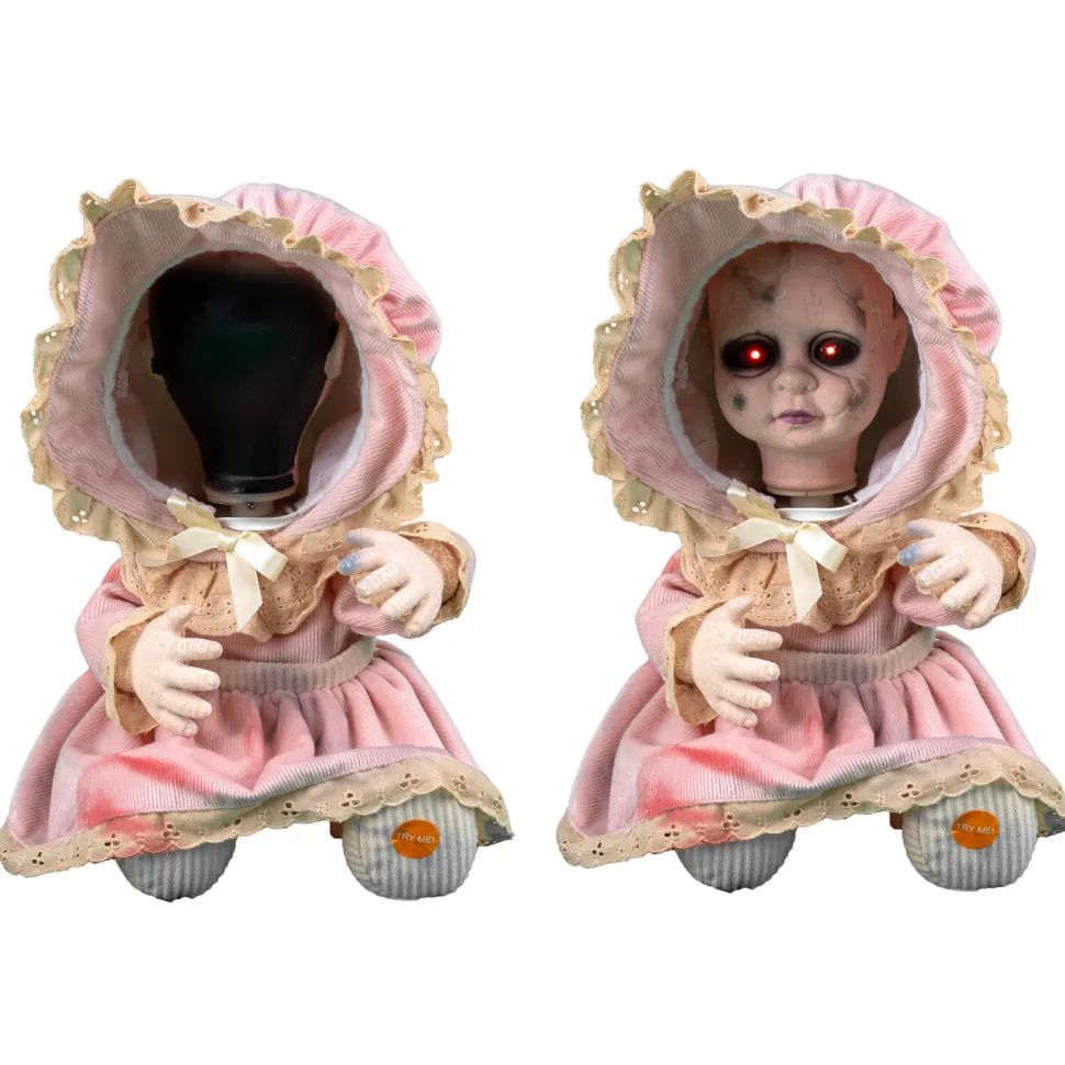 NEU Halloween-Deko-Figur Baby-Puppe Kopf weg, ca. 30cm, mit Sound und Bewegung