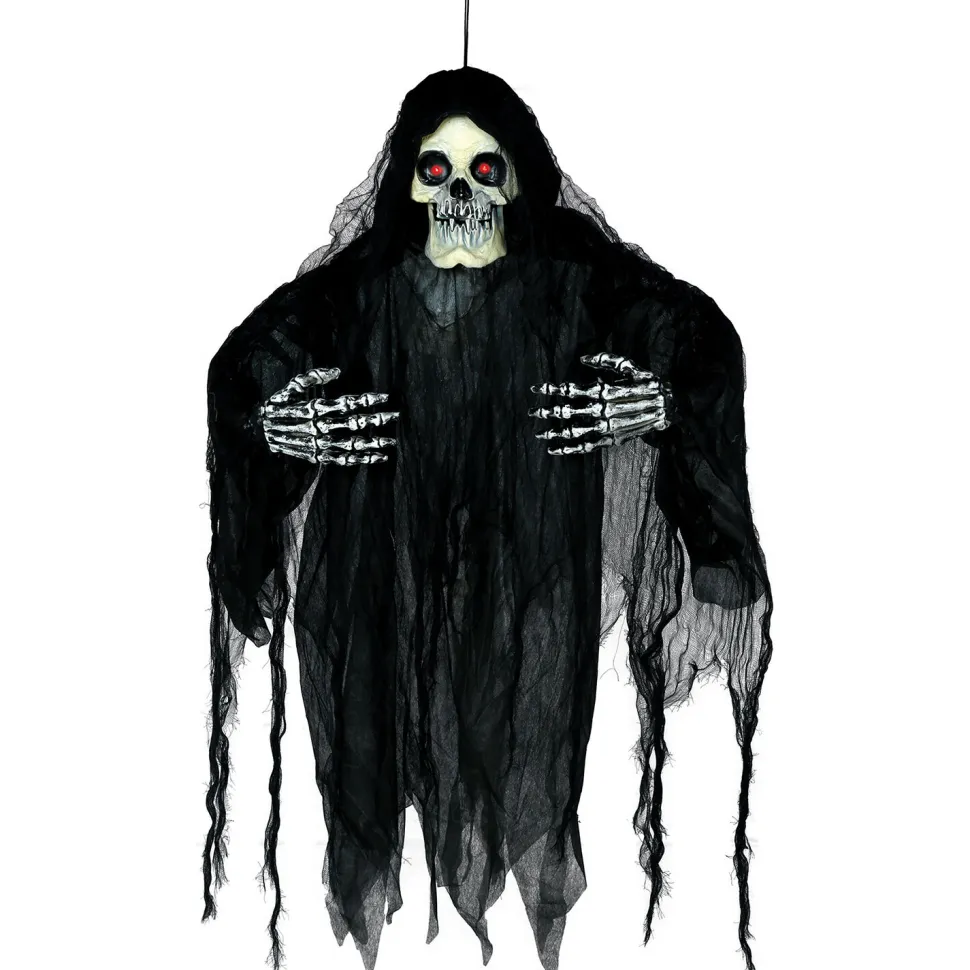 NEU Halloween-Deko-Figur Geisterskelett mit Licht-, Sound und Bewegungseffekt, 120cm