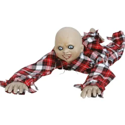 NEU Halloween Deko-Figur Kriechender Zombie-Junge, ca. 90cm, mit Licht-, Sound- und Bewegungseffekt