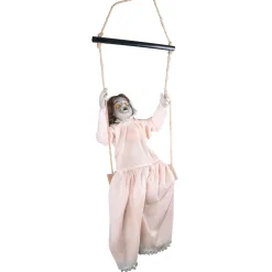 NEU Halloween-Deko-Figur Schaukelndes Mädchen Scarlet, mit Licht, Sound und Bewegung, ca. 62,5 cm