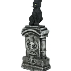 NEU Halloween-Deko Grabstein mit Katze, mit Lichteffekt, 90x40cm