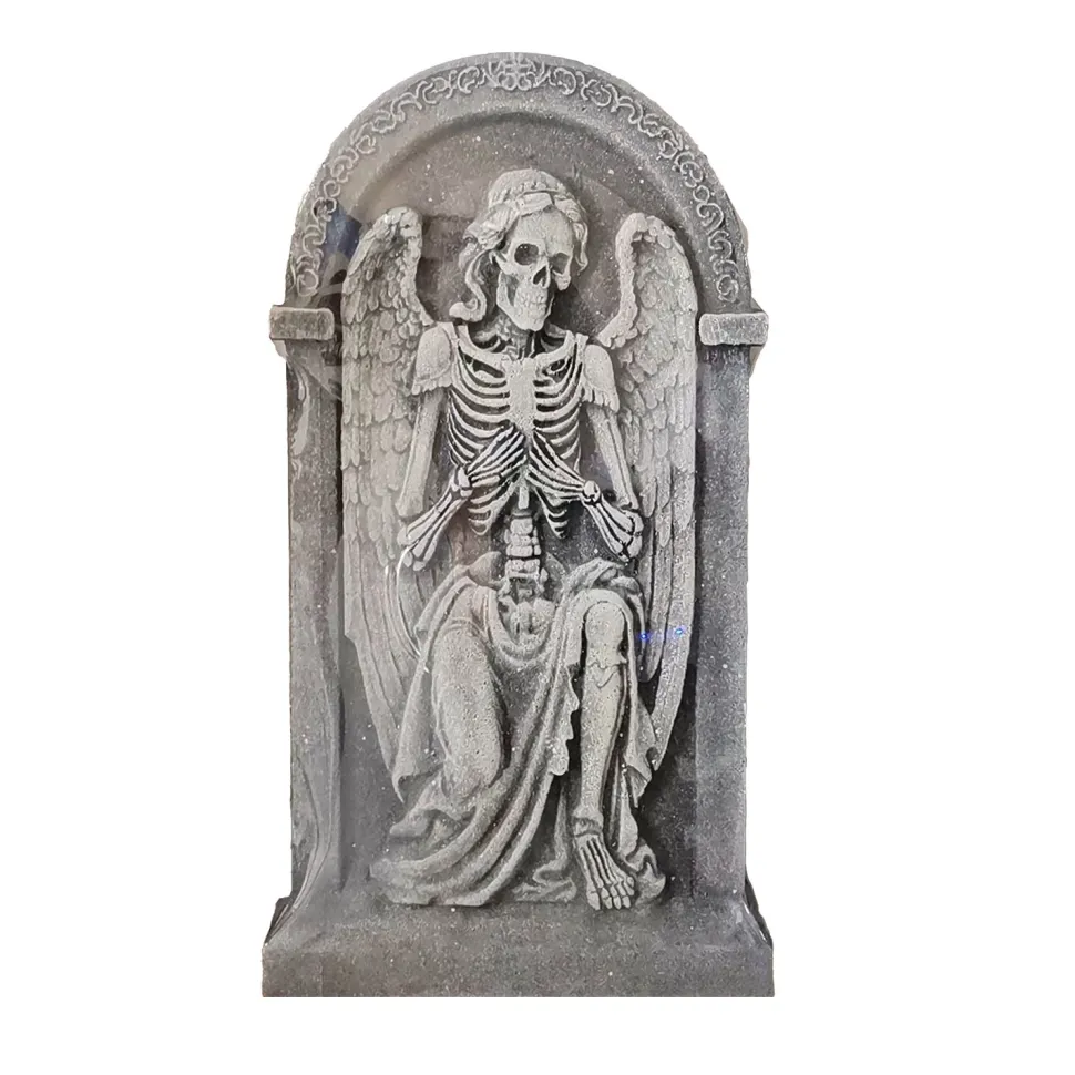 NEU Halloween Deko Grabstein mit Skelett-Engel, 90x50cm
