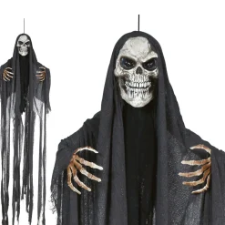 NEU Halloween Deko-Hängefigur Skelett mit Fetzen Tunika, ca. 210cm, mit Licht- und Sound-Effekt