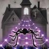 NEU Halloween-Deko LED-Spinnennetz mit Spinne, 5m
