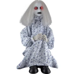 NEU Halloween Grusel-Puppe sitzend, mit Licht und Sound, 75 cm