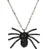 NEU Halloween-Kette mit großem strassbesetztem Anhänger in Spinnenform, Silber-Schwarz
