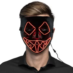 NEU Halloween-Maske Killer-Smile rot, mit LED-Beleuchtung