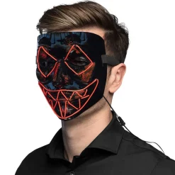 NEU Halloween-Maske Killer-Smile rot, mit LED-Beleuchtung