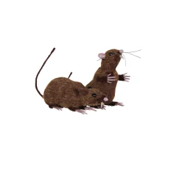 NEU Halloween-Set Ratten mit Fell, braun, 1 sitzend und 1 stehend - Set mit 2 Stück