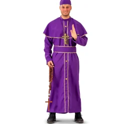 NEU Herren-Kostüm Bischof Bert mit Mütze, lila, Größe 48-50