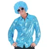 NEU Herren-Kostüm Disco Hemd Blau, Größe 48-50