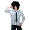 NEU Herren-Kostüm Disco Hemd Silber, Größe 48-50