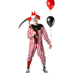NEU Herren-Kostüm Halloween-Clown, grau-rot, mit Oberteil und Hose, Gr. M